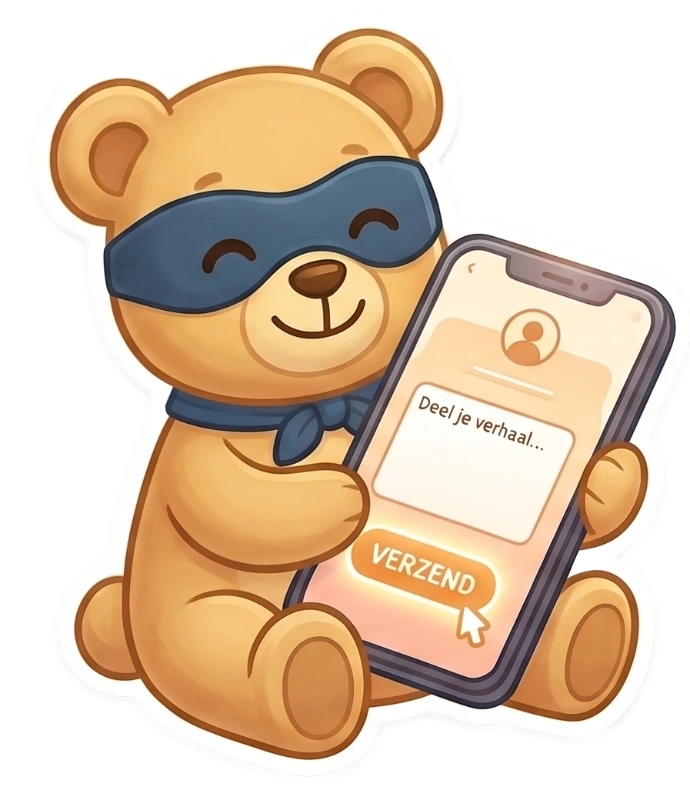Illustratie knuffel met smartphone