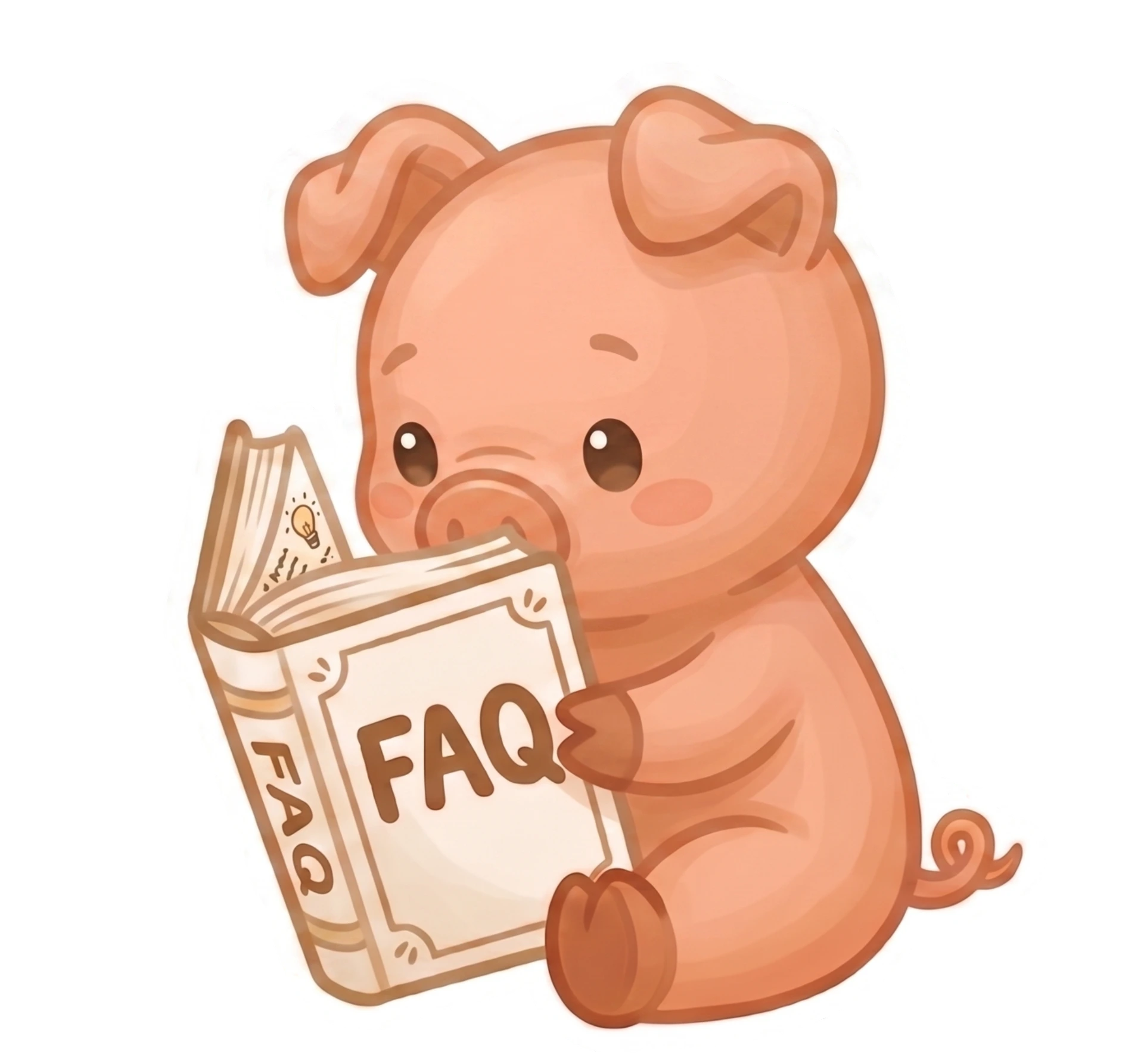 Illustratie varkentje dat FAQ paper leest